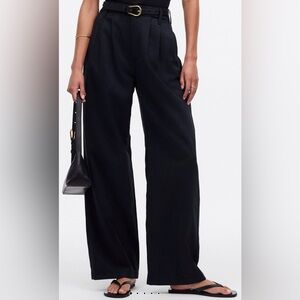 Madewell Harlow Wide-Leg Pant Black Linen Cotton Lyocell Size 12